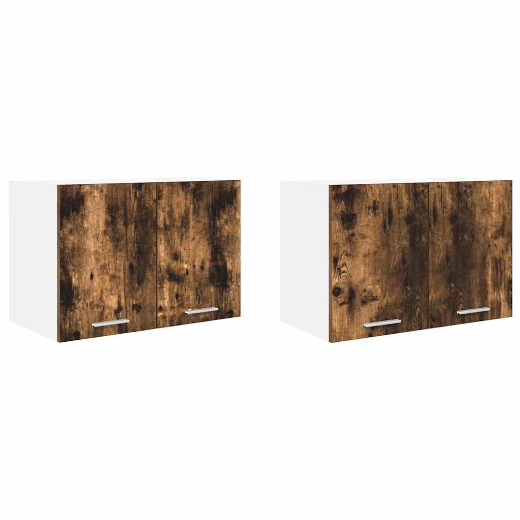 Hanging Cabinet Riga 2 pcs Smoked Oak and White 60 x 31 x 40 cm